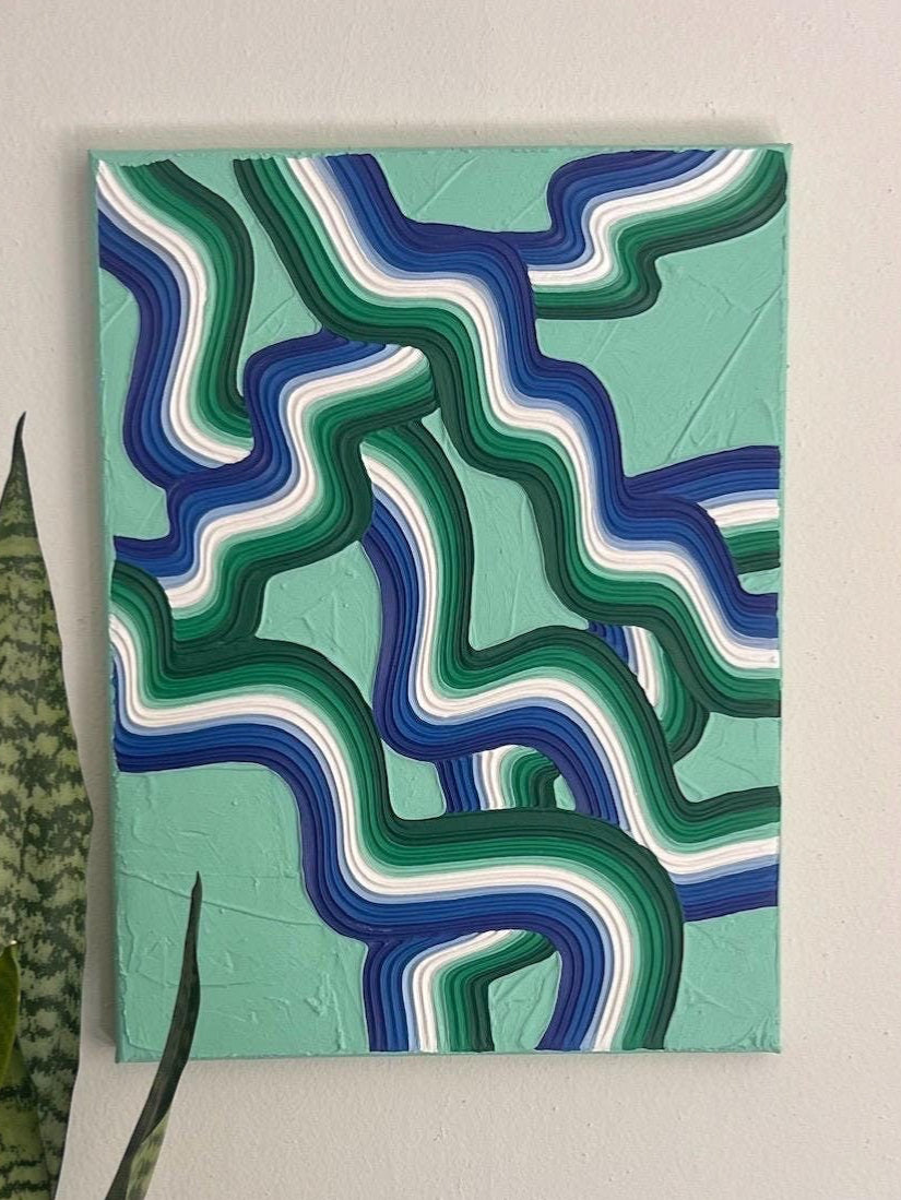 Gay Male Pride Textured Abstract Painting, Colorful Plaster Art on Canvas (12x16 in)
