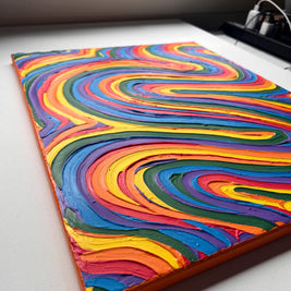 Rainbow Pride Textured Wall Art, Colorful Abstract Painting on Canvas (16x20 in)