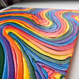 Rainbow Pride Textured Wall Art, Colorful Abstract Painting on Canvas (16x20 in)