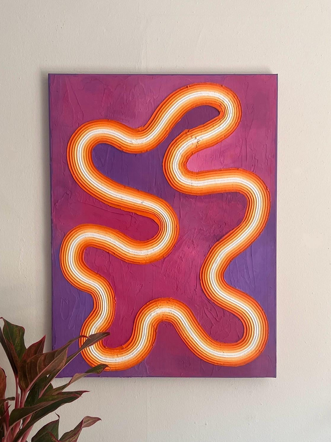 Groovy Textured Large Wall Art, Colorful Plaster Art on Canvas (18x24 in)