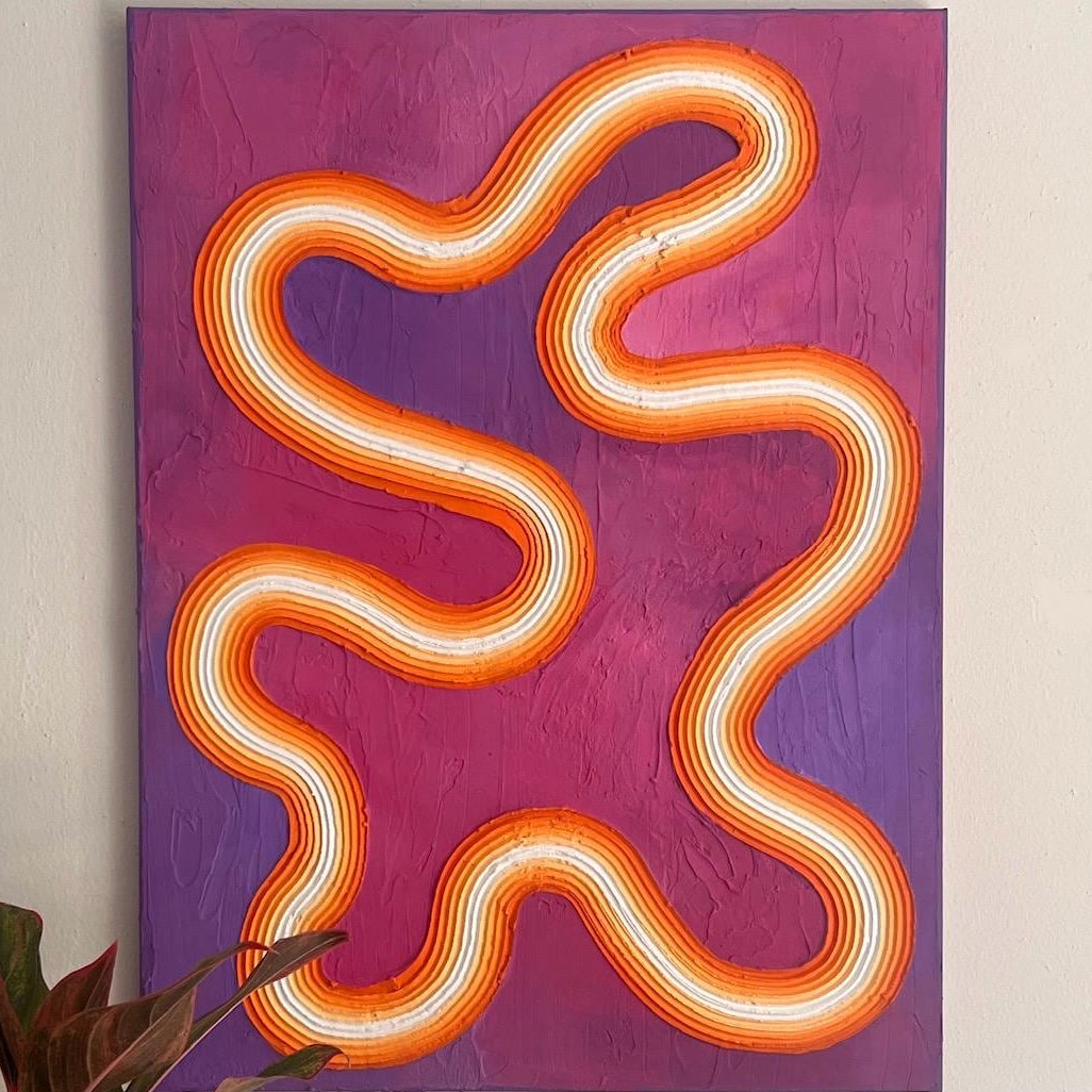 Groovy Pink/Orange/Purple Textured Large Wall Art (18x24 in)