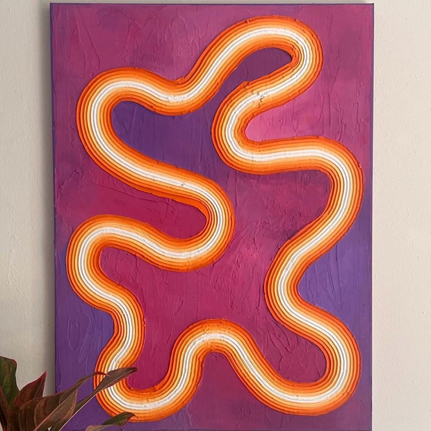 Groovy Pink/Orange/Purple Textured Large Wall Art (18x24 in)