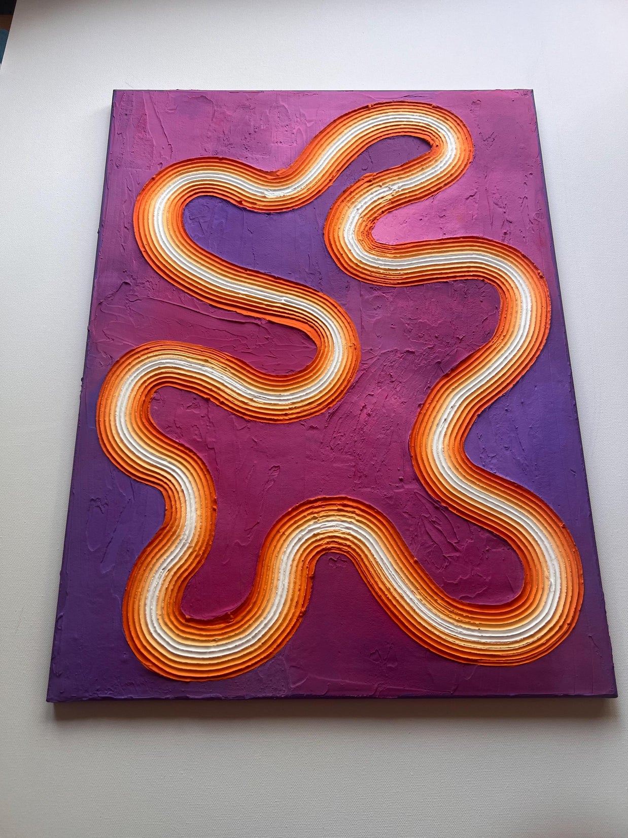 Groovy Textured Large Wall Art, Colorful Plaster Art on Canvas (18x24 in)