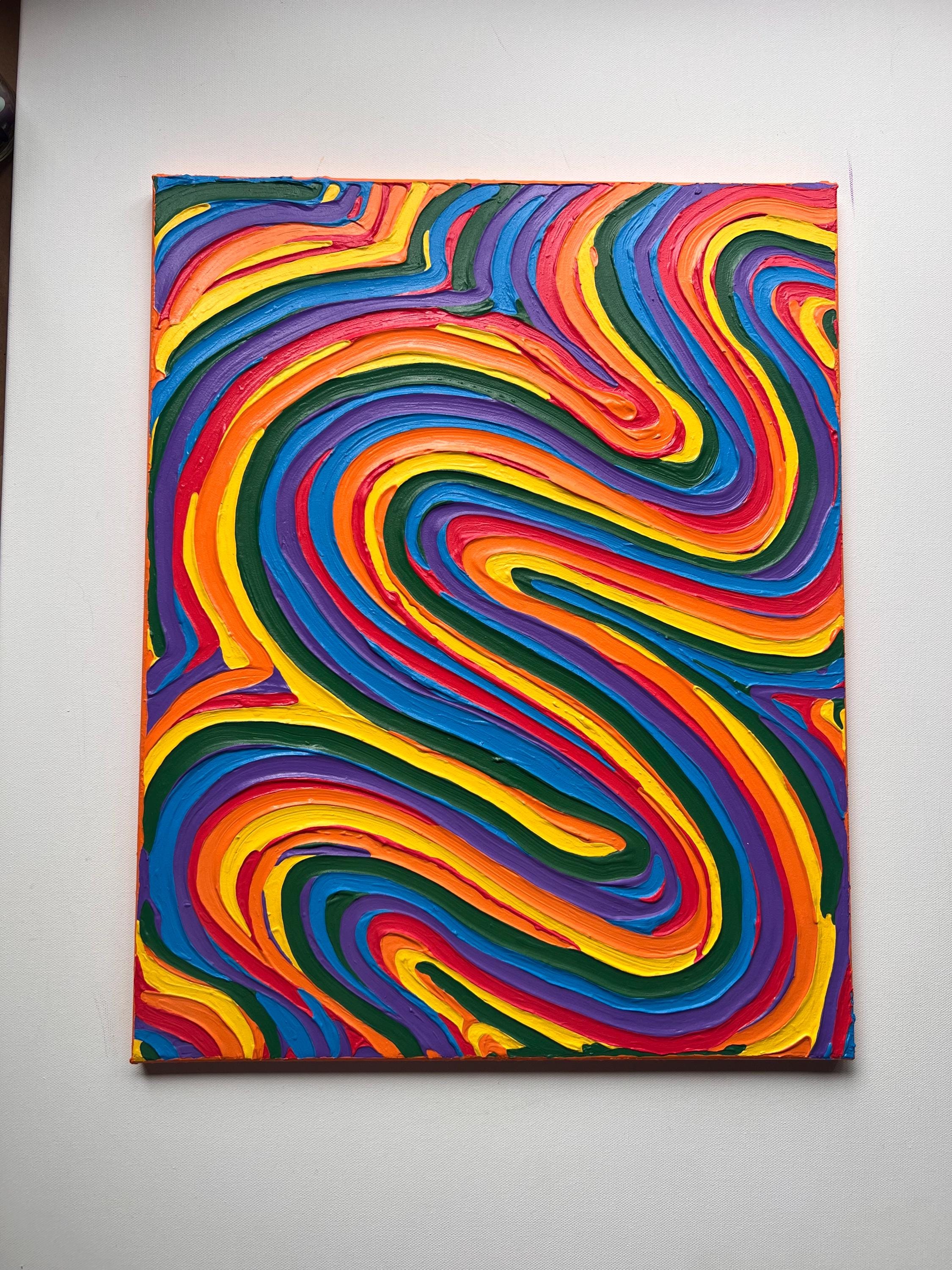 Rainbow Pride Textured Wall Art, Colorful Abstract Painting on Canvas (16x20 in)