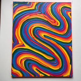 Rainbow Pride Textured Wall Art, Colorful Abstract Painting on Canvas (16x20 in)