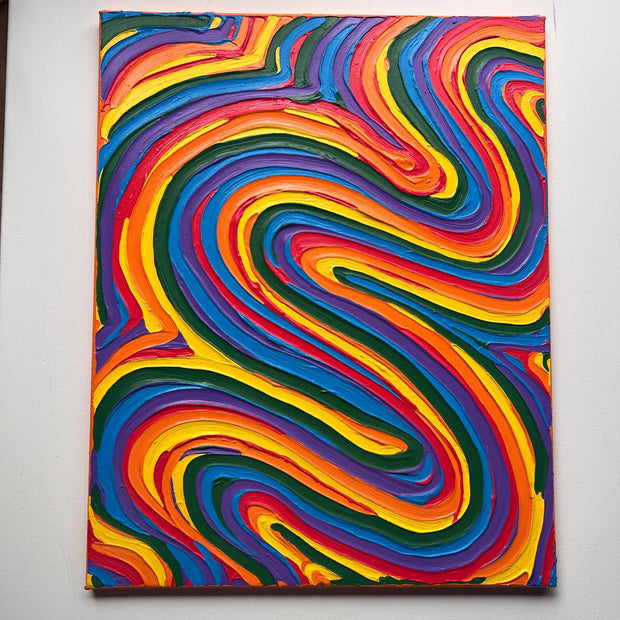Rainbow Pride Textured Wall Art, Colorful Abstract Painting on Canvas (16x20 in)