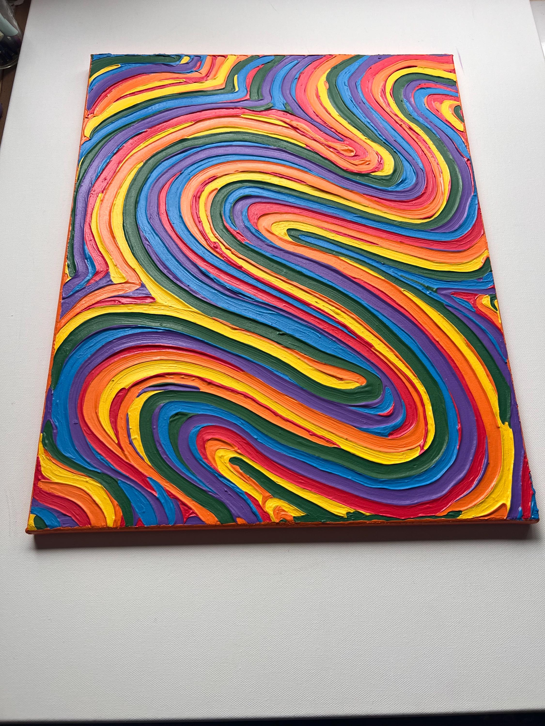 Rainbow Pride Textured Wall Art, Colorful Abstract Painting on Canvas (16x20 in)