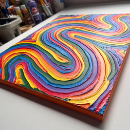 Rainbow Pride Textured Wall Art, Colorful Abstract Painting on Canvas (16x20 in)