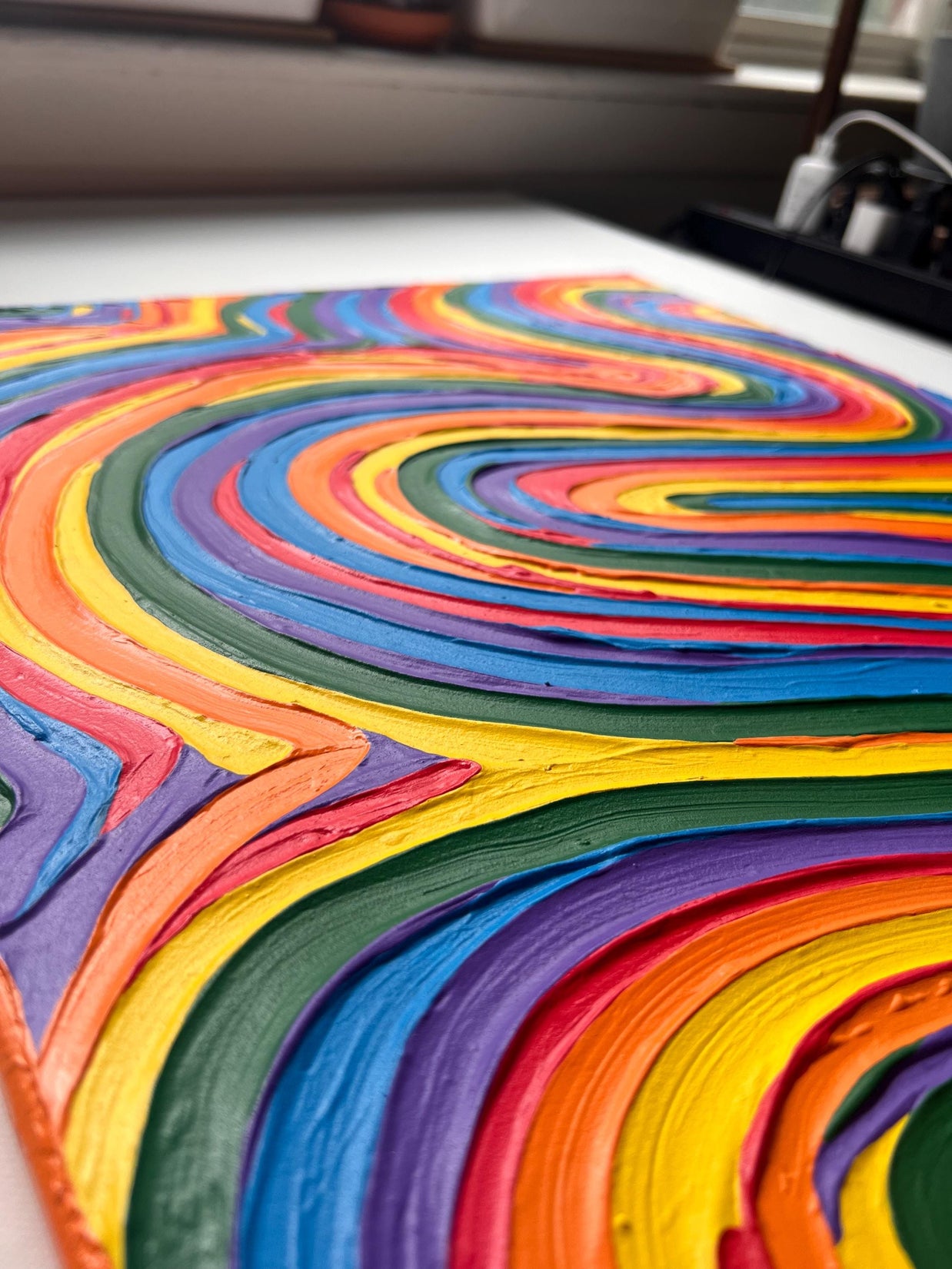 Rainbow Pride Textured Wall Art, Colorful Abstract Painting on Canvas (16x20 in)