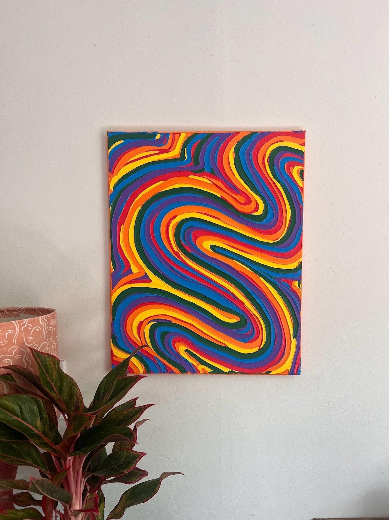 Rainbow Pride Textured Wall Art, Colorful Abstract Painting on Canvas (16x20 in)