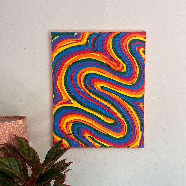 Rainbow Pride Textured Wall Art, Colorful Abstract Painting on Canvas (16x20 in)