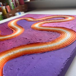 Groovy Textured Large Wall Art, Colorful Plaster Art on Canvas (18x24 in)