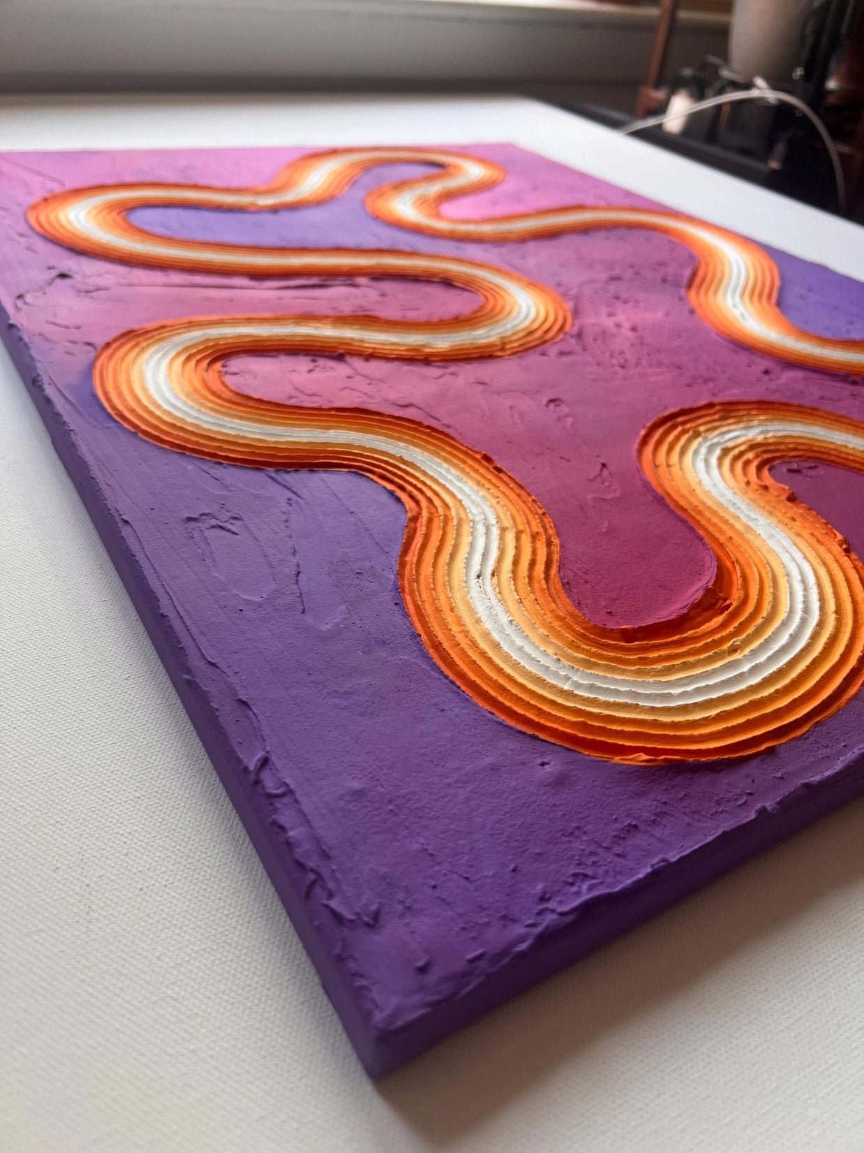 Groovy Textured Large Wall Art, Colorful Plaster Art on Canvas (18x24 in)