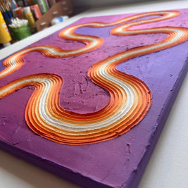Groovy Textured Large Wall Art, Colorful Plaster Art on Canvas (18x24 in)
