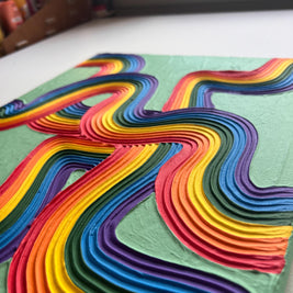 Rainbow Pride Textured Wall Art, Colorful Plaster Art on Canvas (12x16 in)