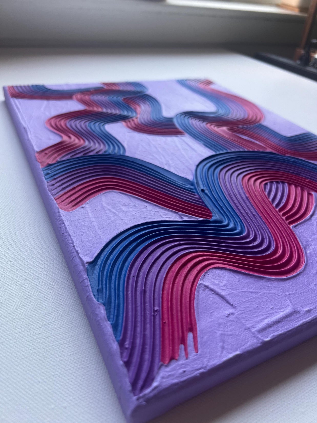 Bisexual Pride Textured Wall Art, Colorful Plaster Art on Canvas (12x16 in)