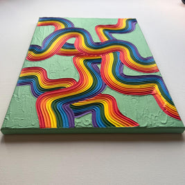 Rainbow Pride Textured Wall Art, Colorful Plaster Art on Canvas (12x16 in)