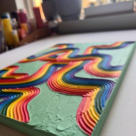 Rainbow Pride Textured Wall Art, Colorful Plaster Art on Canvas (12x16 in)