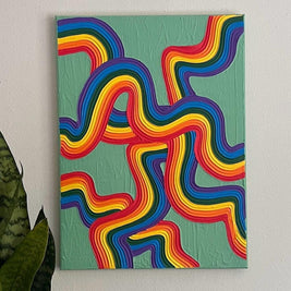 Rainbow Pride Textured Wall Art, Colorful Plaster Art on Canvas (12x16 in)