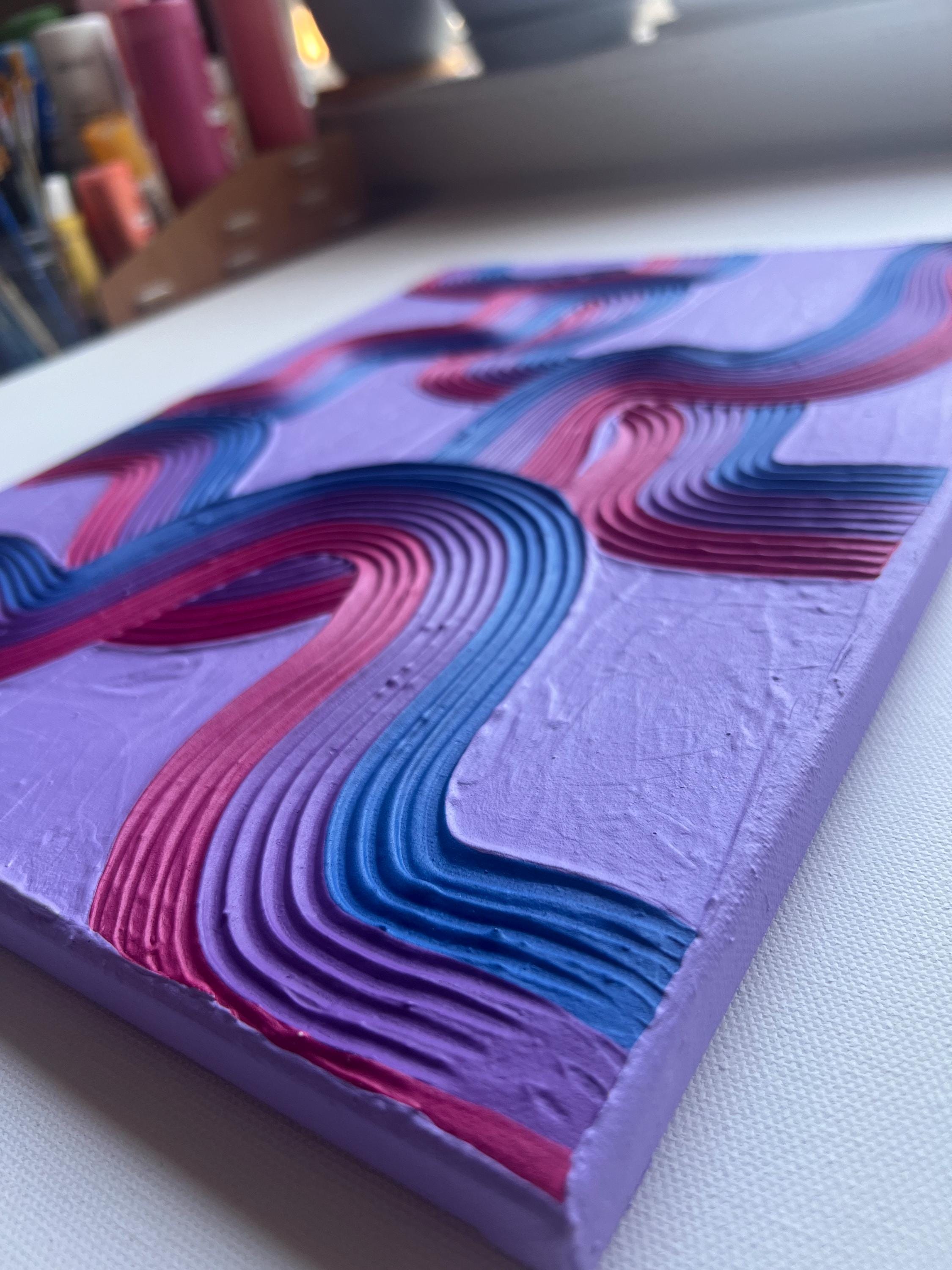 Bisexual Pride Textured Wall Art, Colorful Plaster Art on Canvas (12x16 in)
