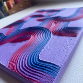 Bisexual Pride Textured Wall Art, Colorful Plaster Art on Canvas (12x16 in)