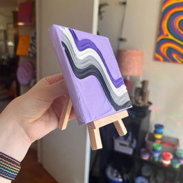 Mini Asexual Pride Textured Painting, 4x4 Canvas w/ Mini Easel