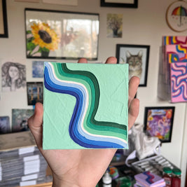 Mini Gay Male Pride Textured Painting, 4x4 Canvas w/ Mini Easel