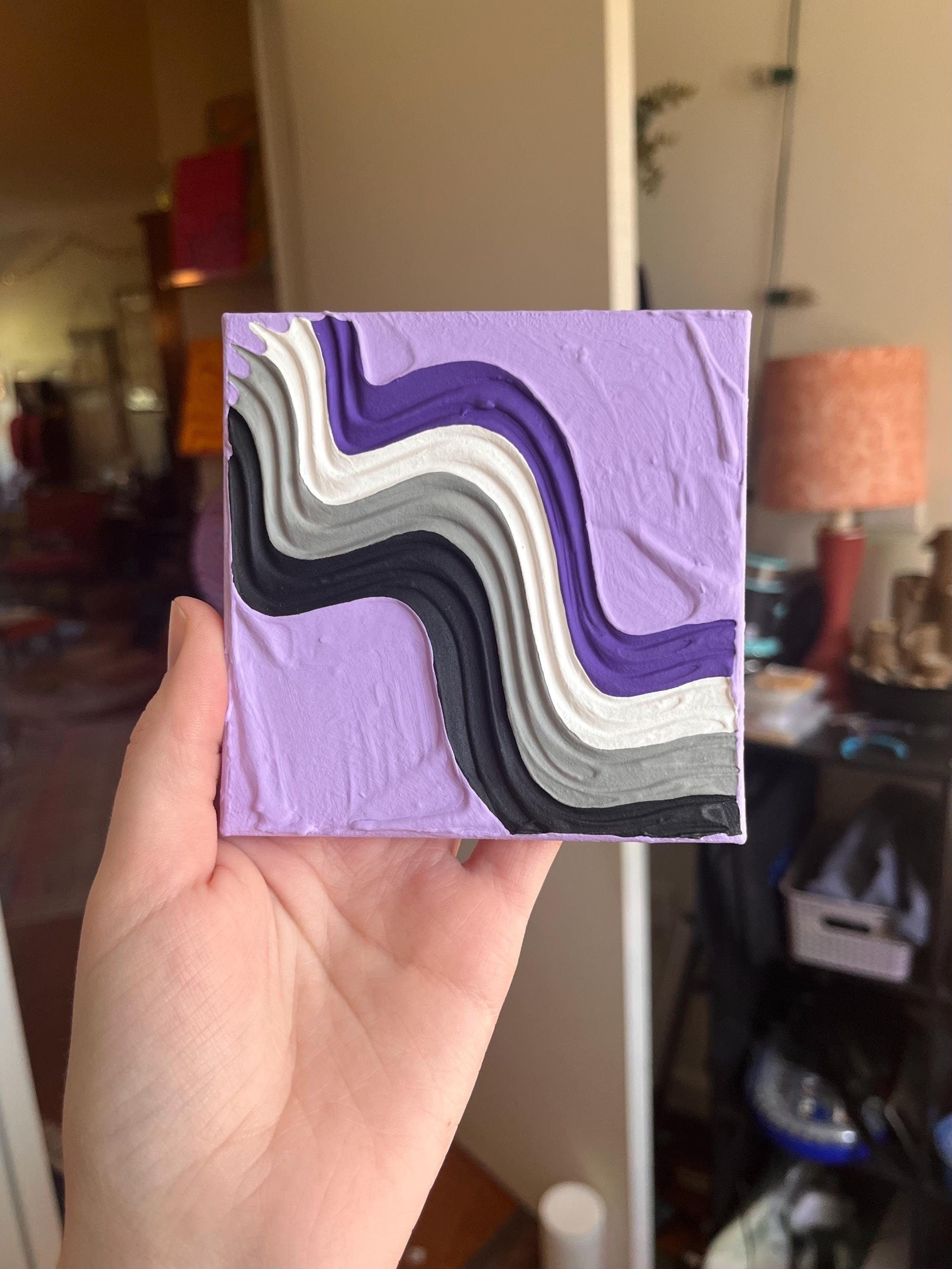 Mini Asexual Pride Textured Painting, 4x4 Canvas w/ Mini Easel