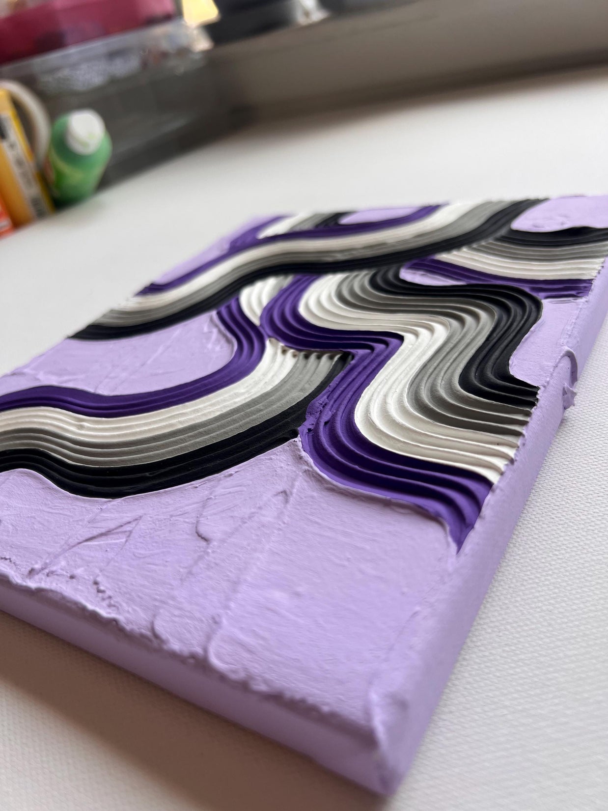 Asexual Pride Textured Wall Art, Colorful Plaster Art on Canvas (8x10 in)