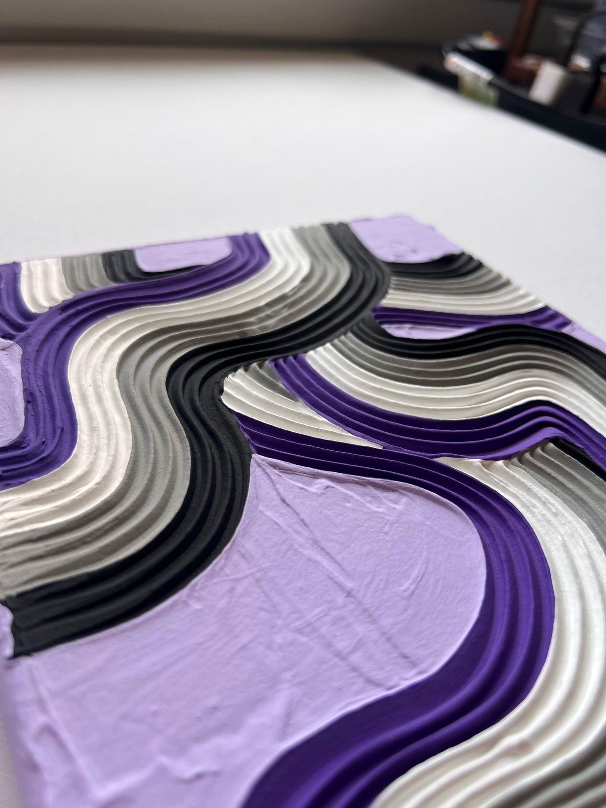 Asexual Pride Textured Wall Art, Colorful Plaster Art on Canvas (8x10 in)