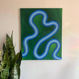 Groovy Blue/Green Textured Painting (18x24 in)