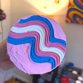 Mini Trans Pride Textured Painting, 4x4 Canvas w/ Mini Easel