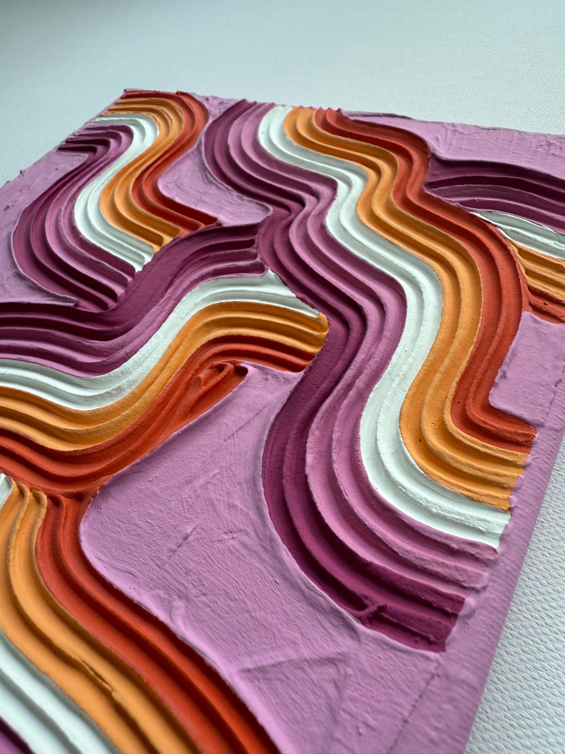Lesbian Pride Plaster Art: Colorful Abstract Painting on Canvas (8x10 in)