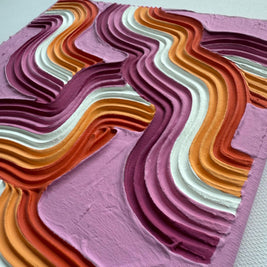 Lesbian Pride Plaster Art: Colorful Abstract Painting on Canvas (8x10 in)