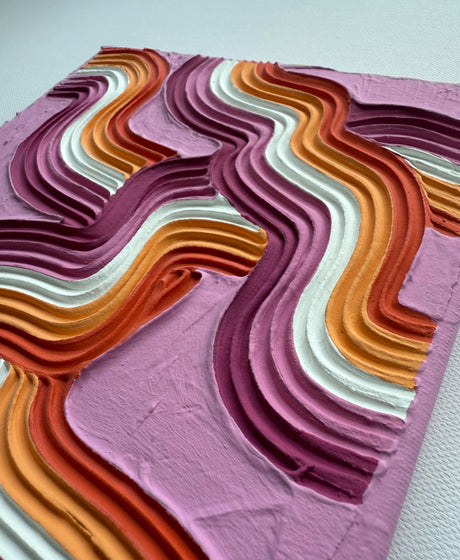 Lesbian Pride Plaster Art: Colorful Abstract Painting on Canvas (8x10 in)