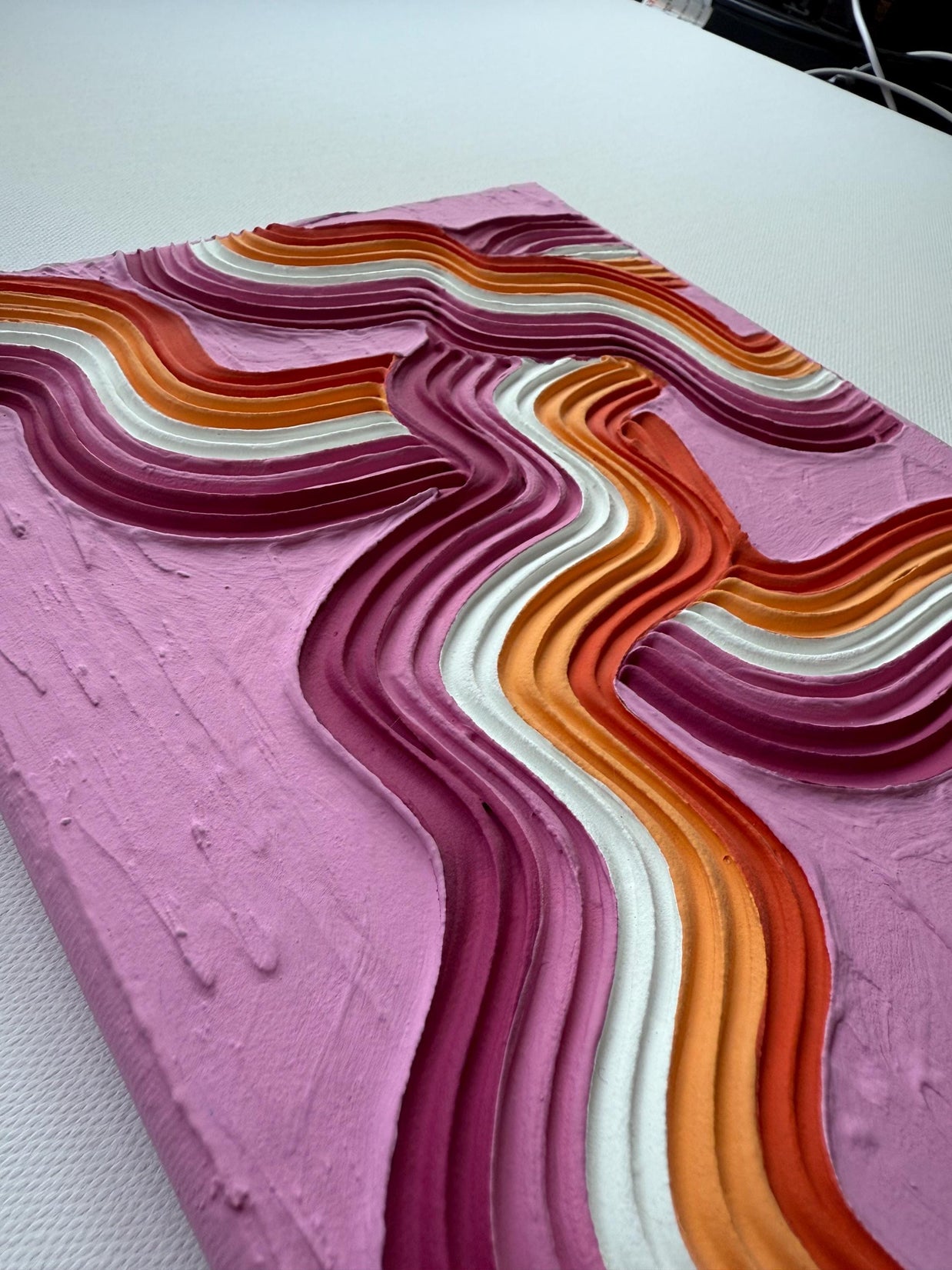 Lesbian Pride Plaster Art: Colorful Abstract Painting on Canvas (8x10 in)
