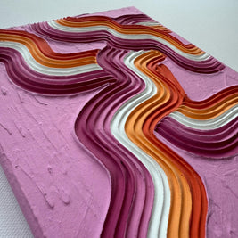 Lesbian Pride Plaster Art: Colorful Abstract Painting on Canvas (8x10 in)