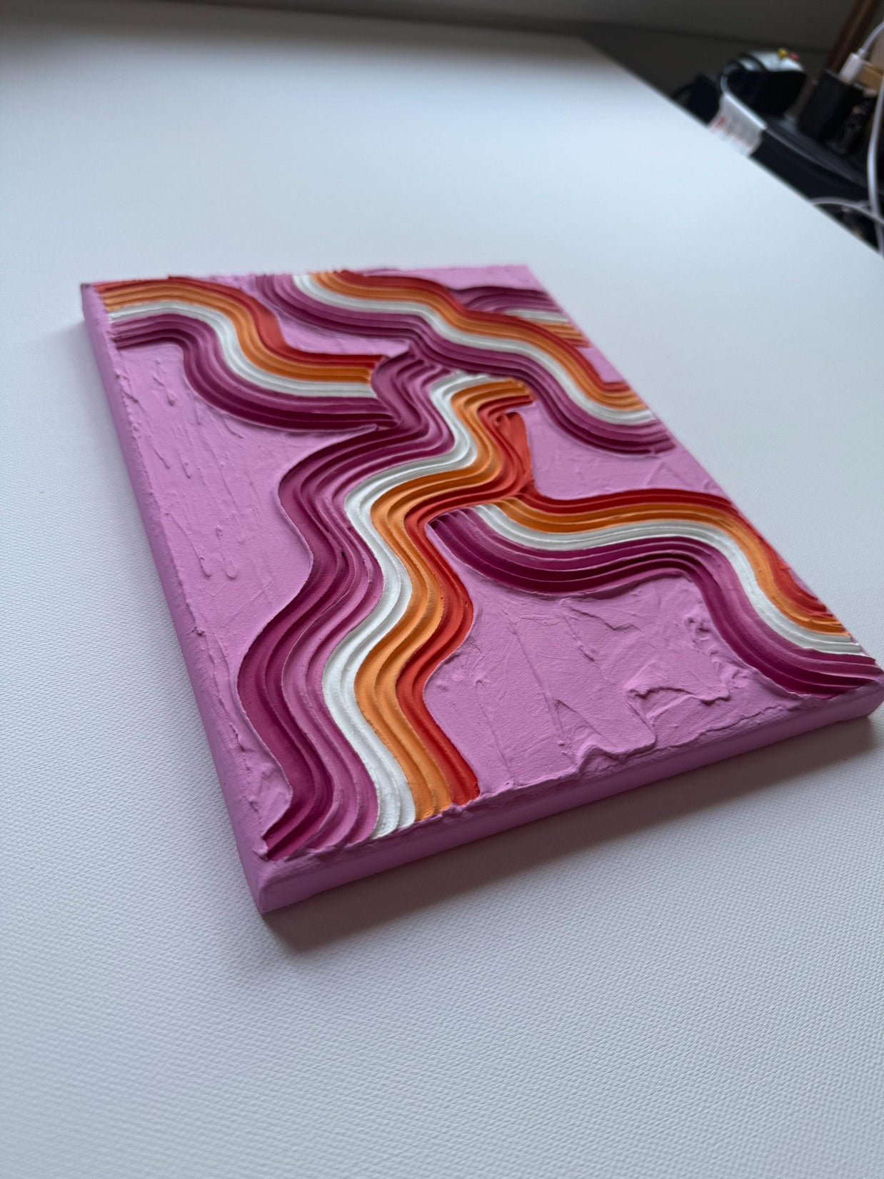 Lesbian Pride Plaster Art: Colorful Abstract Painting on Canvas (8x10 in)