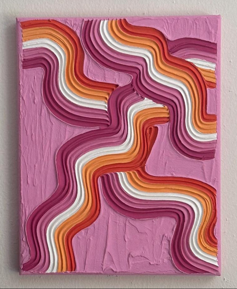 Lesbian Pride Plaster Art: Colorful Abstract Painting on Canvas (8x10 in)