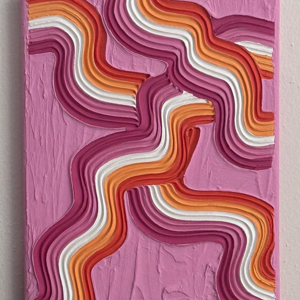 Lesbian Pride Plaster Art: Colorful Abstract Painting on Canvas (8x10 in)
