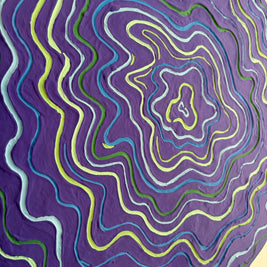 Groovy Textured Large Wall Art, Colorful Plaster Art on Round Canvas (24x24 in)