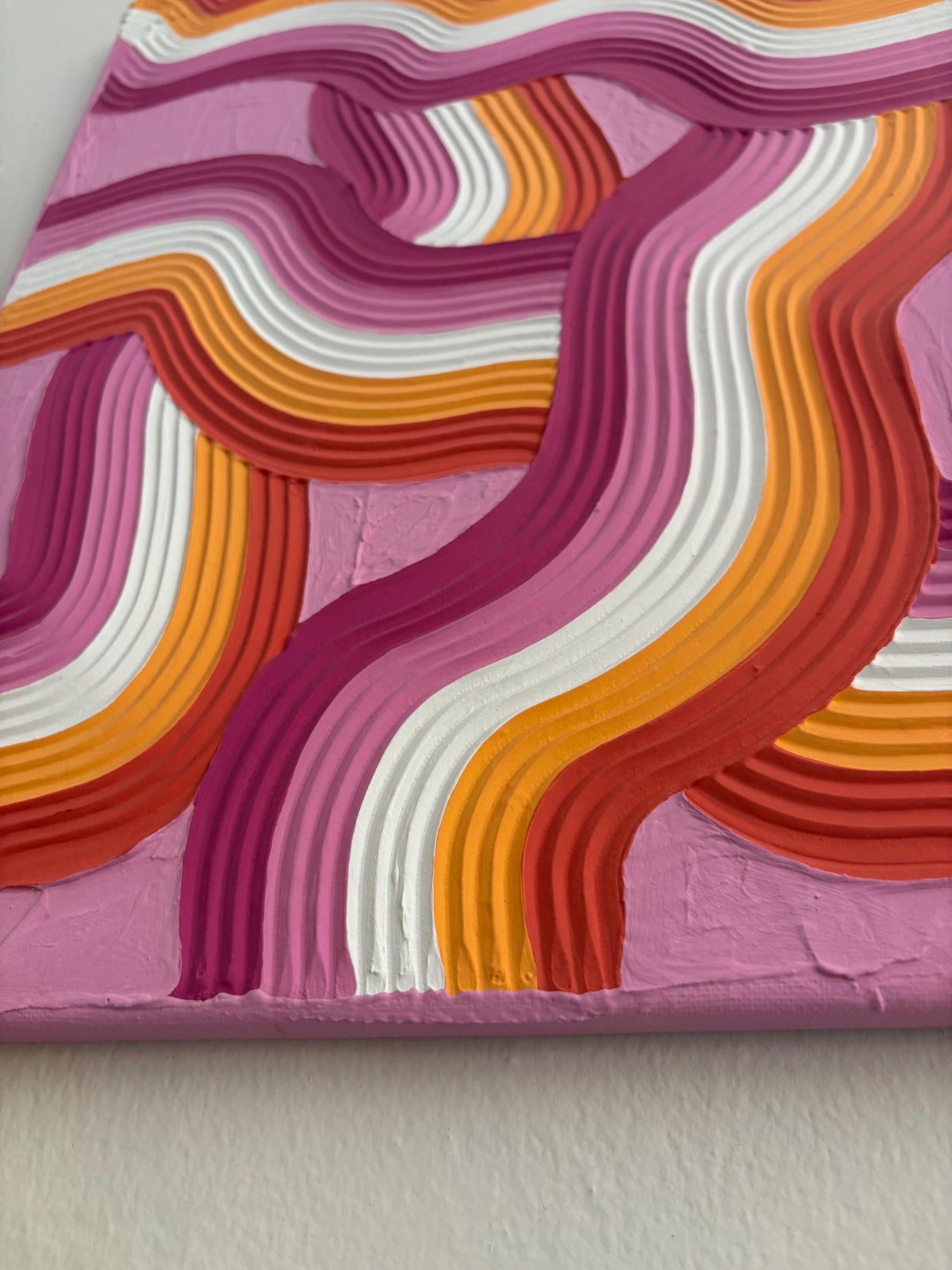 Lesbian Pride Art: Textured Abstract Painting on Canvas (12x16 in)