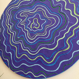 Groovy Textured Large Wall Art, Colorful Plaster Art on Round Canvas (24x24 in)