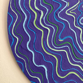 Groovy Textured Large Wall Art, Colorful Plaster Art on Round Canvas (24x24 in)