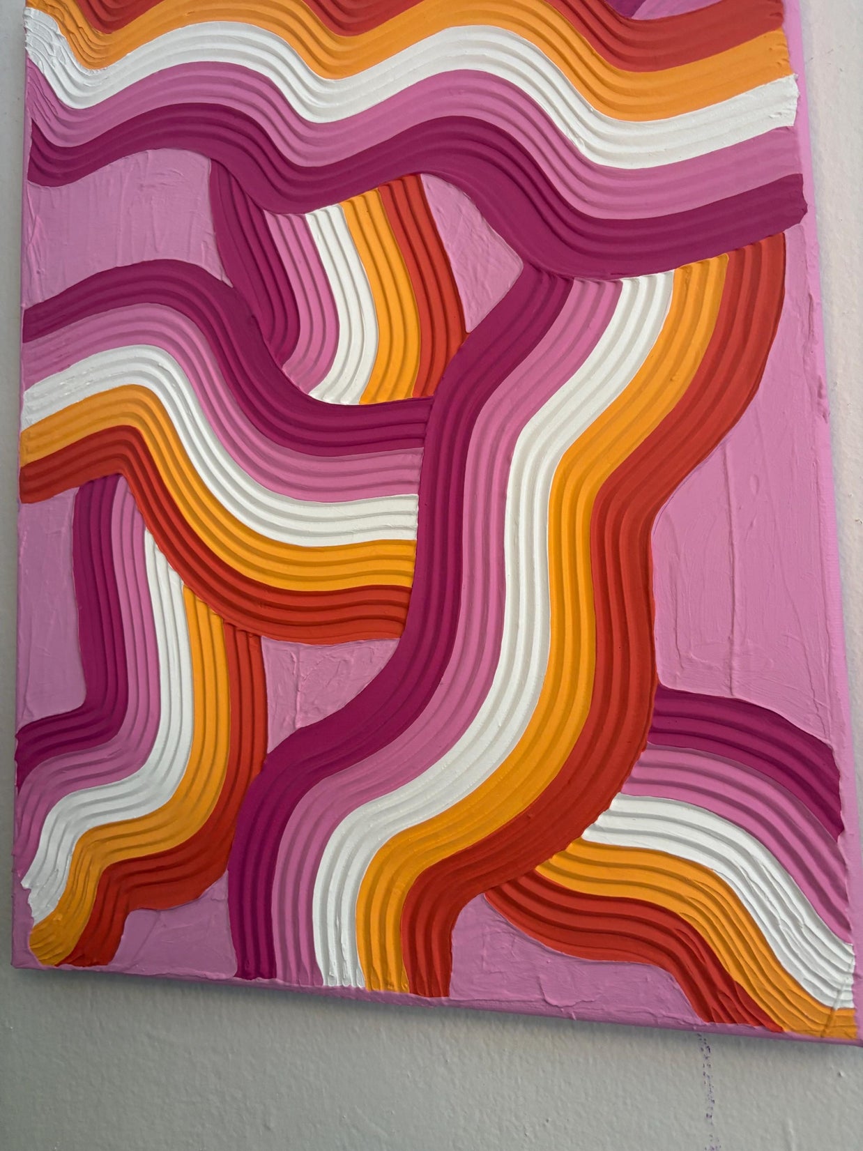 Lesbian Pride Art: Textured Abstract Painting on Canvas (12x16 in)