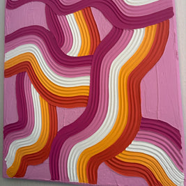 Lesbian Pride Art: Textured Abstract Painting on Canvas (12x16 in)