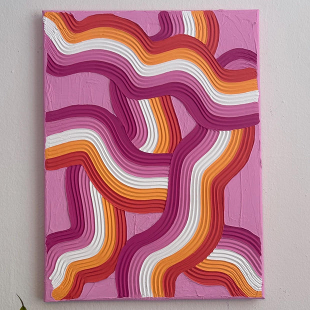 Lesbian Pride Art: Textured Abstract Painting on Canvas (12x16 in)