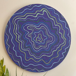 Groovy Textured Large Wall Art, Colorful Plaster Art on Round Canvas (24x24 in)