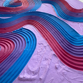 Bisexual Pride Textured Wall Art, Colorful Plaster Art on Circle Canvas (16x16 in)