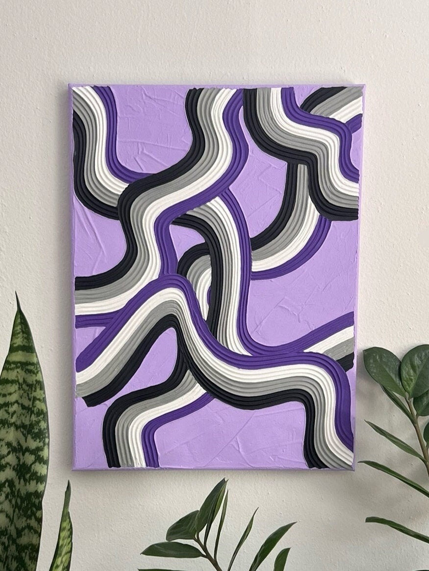 Asexual Pride Textured Wall Art, Colorful Plaster Art on Canvas (12x16 in)